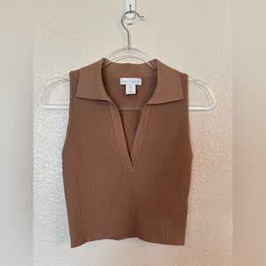 HOUSE OF HARLOW Collard Ribbed Crop Top